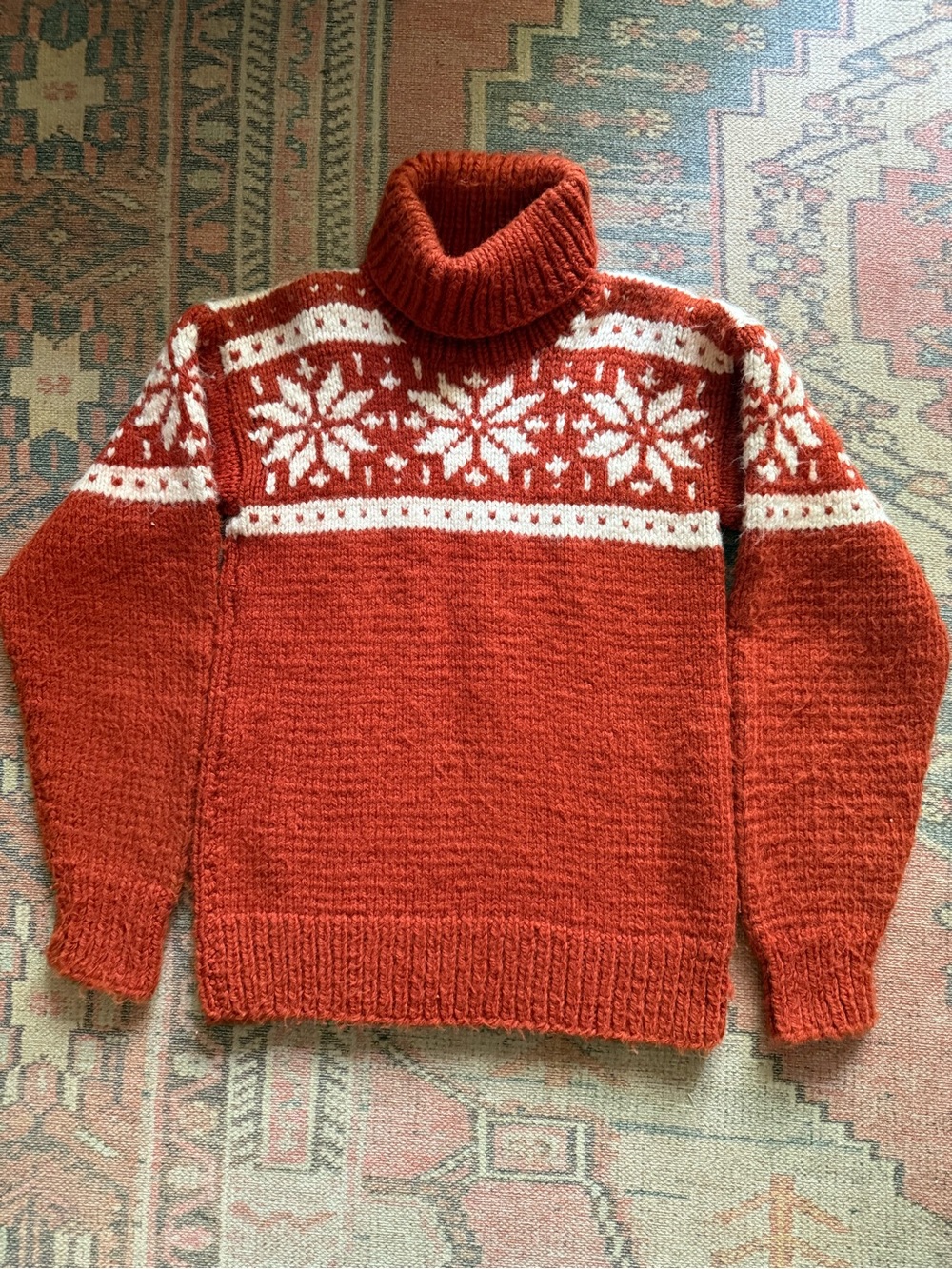 Vintage Hand Knit Heavy Wool Turtle Neck Sweater
